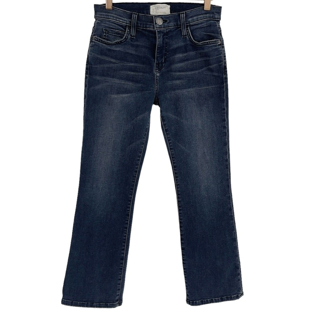Current/Elliot Womens Kick Jean Relaxed Flared Crop Mid Rise Dark Wash Denim 26